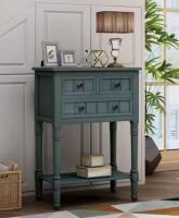 Harper & Bright Designs 24 in. Blue Standard Rectangle Wood Console Table with 3-Drawers New In Box $339