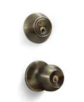 Premier Lock Antique Brass Entry Door Knob Combo Lock Set with Deadbolt / Defiant Brandywine Stainless Steel Combo Pack with Single Cylinder Deadbolt New In Box Assorted $79