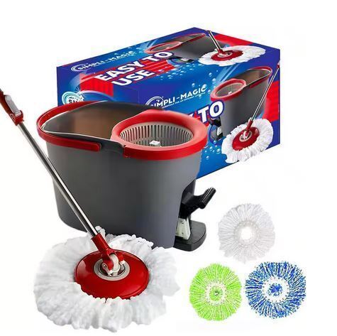 Simpli-Magic Spin Mop and Bucket System with 3 Mop Head Refills Included New In Box $79