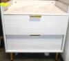 Harper & Bright Designs White Modern Nightstand with 2-Drawers and Marbling Worktop, Metal Legs and Handles $299 - 2