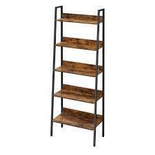 Veikous 70 in. Black 5-Shelf Ladder Bookshelf with Circular Metal .New in Box $399