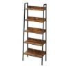 Veikous 70 in. Black 5-Shelf Ladder Bookshelf with Circular Metal .New in Box $399