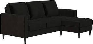 CosmoLiving by Cosmopolitan Strummer Reversible Sectional Sofa Couch - Black Velvet New in Box $699