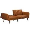 Novogratz Brittany Camel Faux Leather Convertible Futon in Camel New In Box $499 - 2