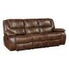 Lazzara Dimitri 86.5 in. W. Straight Arm Leather Rectangle Manual Double Reclining Sofa in Brown New $1499