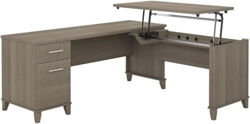 Bush Furniture Somerset 72W 3 Position Sit to Stand L Shaped Desk in Ash Gray (3 Boxes) New in Box $999