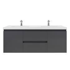 Morenobath Mob 60 in.Double Sink Vanity in Gray with White Top (2 Boxes) New in Box $1499