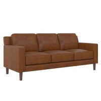 DHP Bryanna 3 Seater Sofa, Camel Faux Leather, New in Box $399