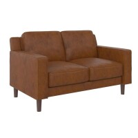 DHP Bryanna Loveseat 2 Seater Sofa, Camel Faux Leather, New in Box $499