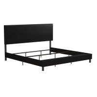 DHP Janford Upholstered Bed, Black Faux Leather, King, New in Box $399