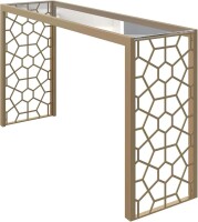 CosmoLiving by Cosmopolitan CosmoLiving Juliette Glass Top, Gold Metal Console Table, New in Box $399