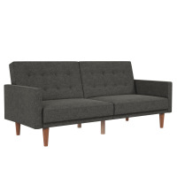 DHP Wimberly Upholstered Futon, Split Back Design, Convertible Sofa, Lounger and Bed, Gray Linen, New in Box $499