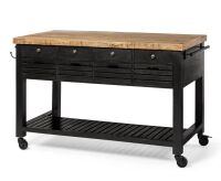 Mercana Columbia Large Kitchen Island - Black Wood | Rectangle New in Box $1999