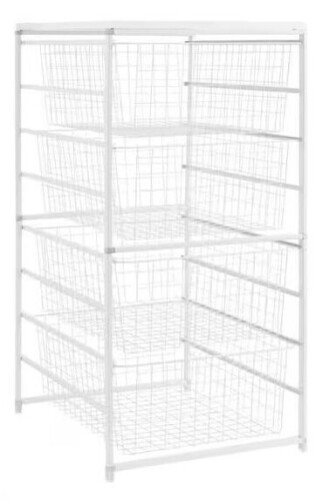 Everbilt 34.76 in. H x 17.13 in. W White Steel 4-Drawer Close Mesh Wire Basket New In Box $199