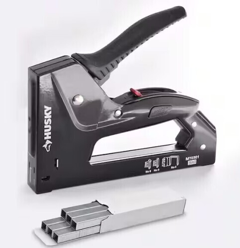 Husky Metal Staple Gun Set with 1000-Pieces 3/8 in. Staple / Arrow T50X TacMate Heavy Duty Staple Gun / Assorted $79