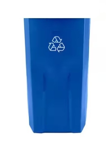 Rubbermaid Roughneck 45 Gal. Vented Blue Wheeled Recycling Trash Container New Shelf Pull $89