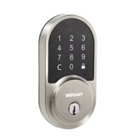 Defiant Round Satin Nickel Smart Wi-Fi Deadbolt Powered by Hubspace $199