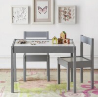 Little Seeds Hunter 3-Piece Kiddy Table & Chair Kids Set, Gray / White New In Box $119