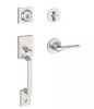 Kwikset Amador Satin Nickel Entry Door Handleset with Round Rose Hollis Lever Featuring SmartKey Security New Open Box $199