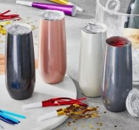 Member's Mark 14 oz. Stainless Steel Insulated Flute Tumblers with Lids-Glitter 4 Pack New In Box $59