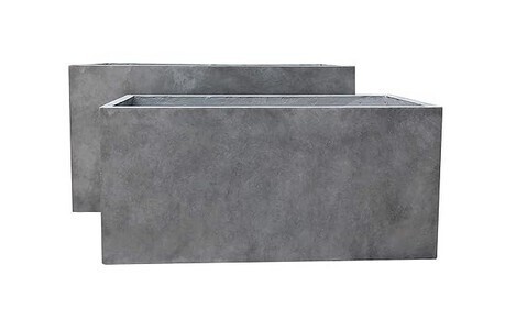 Kante 23.2" and 31.1" L Long Rectangular Concrete Planter, Large Outdoor Indoor Garden Pots with Drainage Hole and Rubber Plug, Gray Concrete New Shelf Pull $299