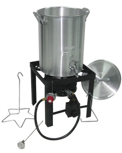 GrillSmith 30 Quart Aluminum Turkey Fryer w/Quick Drain Spigot New In Box $199