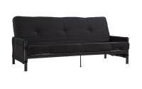 DHP Fairview Metal and Storage Arm Futon with 6" Mattress, Black New In Box $399