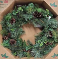 TC Brands Pre-Lit Battery Operated 32-Inch Artificial Wreath with Dual Color LED Lights New In Box $199