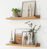 FLYJOE Picture Ledge Shelf, Floating Shelves Set of 2, 24 Inches Nursery Book Shelves for Toys Storage, Kids Bookshelf Wall Mounted for Living Room Bedroom Decor Books Photo Frames, Natural Oak New In Box $79