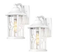 JAZAVA 1-Light White Aluminum Hardwired Rust Resistant Outdoor Lighting Fixture Wall Lantern Scone 2-Pack New In Box $299