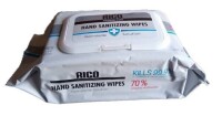 Rico Hand Sanitizing Wipes, 70% Alcohol, 6" x 8", White; 80 Wipes Per Pack New