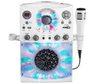 Singing Machine Portable Karaoke Machine for Adults & Kids with Wired Microphone - Built-In Speaker, Bluetooth with LED Disco Lights - Karaoke System with CD+G Player & USB Connectivity - White / Black Assorted $199