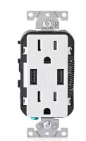 Leviton 15 Amp Decora Combination Tamper Resistant Duplex Outlet and USB Charger, White / Leviton 15 Amp 120/277-Volt Decora LED Illuminated Rocker Single-Pole AC Quiet Switch Residential Grade Grounding, Light Almond / Assorted New Shelf Pull $79