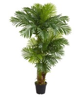 Nearly Natural 72" Artificial Hawaii Palm in Pot Black - Nearly Natural: Indoor Faux Flora Decor New $250