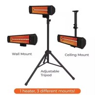 Heat Storm Tradesman 1500-Watt Electric Outdoor Infrared Quartz Portable Space Heater with Tripod, Wall and Ceiling Mount On Working New Open Box $239