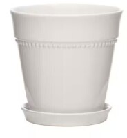 Southern Patio 7.9 in. Ravanaey Small Glossy White Ceramic Planter (7.9 in. D x 7.9 in. H) With Drainage Hole and attached saucer New $79