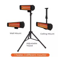 Heat Storm Tradesman 1500-Watt Electric Outdoor Infrared Quartz Portable Space Heater with Tripod, Wall and Ceiling Mount New In Box $239