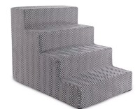 Precious Tails Herringbone High Density Foam 4-Step Pet Stairs - Black New $79