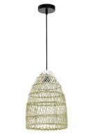 Bayou Breeze Musselman Natural Rattan Pendant Light 16.5 H x 11.8 W x 11.8 D in Crystal in Gray New In Box $199