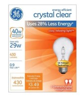 GE 78795 Crystal Clear 29W Halogen E26 Base A19 Light Bulbs - Pack of 2 New in Box