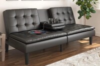 Mainstays Memory Foam Futon with Cupholder and USB, Black Faux Leather $299