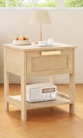 AWQM Nightstand with Rattan Drawer and Opening Shelf, Wood Accent Table with Storage, Natural Bedside Table, Suitable for Bedroom, Living Room New In Box $219