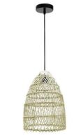 Bayou Breeze Musselman Natural Rattan Pendant Light 16.5 H x 11.8 W x 11.8 D in Crystal in Gray New In Box $199