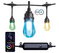 Novolink 12-Light Outdoor 27.42 ft. Smart Plug-in Edison Bulb LED String Light with RGBW Color Changing and Wireless App Control New In Box $119