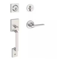 Kwikset Amador Satin Nickel Entry Door Handleset with Round Rose Hollis Lever Featuring SmartKey Security New In Box $199