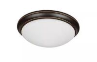 Hampton Bay Chilton 13 in. Light Oil-Rubbed Bronze Adjustable CCT Integrated LED Ceiling Flush Mount Fixture with Glass Shade New In Box $99