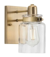 Progress Lighting Calhoun 1-Light Bathroom Vanity Light Bracket in Vintage Brass / Zevni 1-Light Brass Adjustable Modern Gold Indoor Wall Sconce, Wall Light with Metal Shade for Hallway Bedroom Entryway New In Box Assorted $199