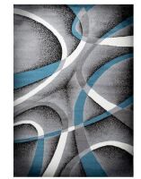 Msrugs Area Rug, 3x5 ft. Frize Collection Modern Gray Blue Beige Area Rug, Contemporary Geometric Carpet for Living Room and Bedroom New $199