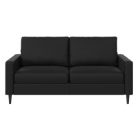 Queer Eye Wainwright Modern Sofa, Small Space Living Room Furniture, Black Faux Leather, New in Box $399