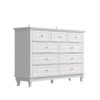 FUFU&GAGA 9-Drawer White Wood Dresser Bedroom Storage Cabinet Modern Style (37 in. H x 55.1 in. W x 15.7 in. D), New Open Box $399